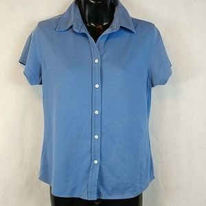 Port authority ladies small short sleeve blue top
